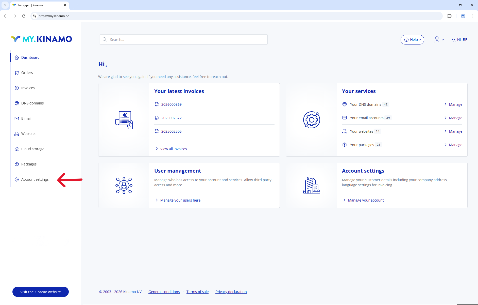 Mykinamo dashboard